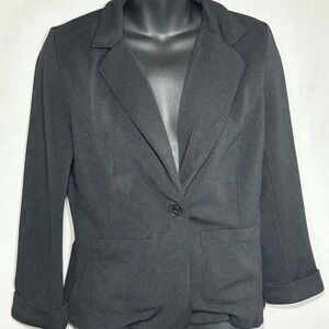 HAVE Women's M Charcoal Notch Lapel One-Button Stretch Blazer Jacket